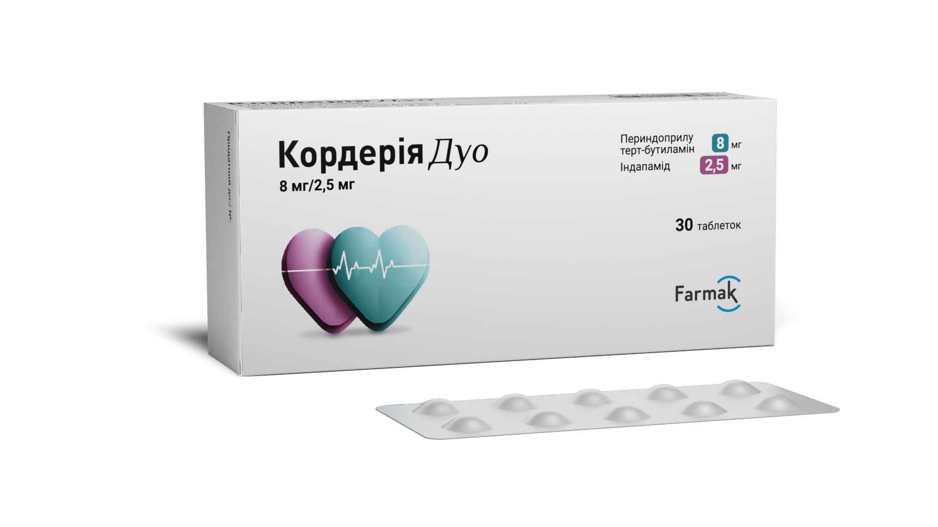 КОРДЕРІЯ ДУО 8 мг/2,5 мг таб. №30